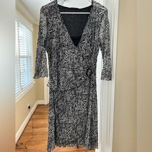 BCBGmaxazria black and white zebra midi dress